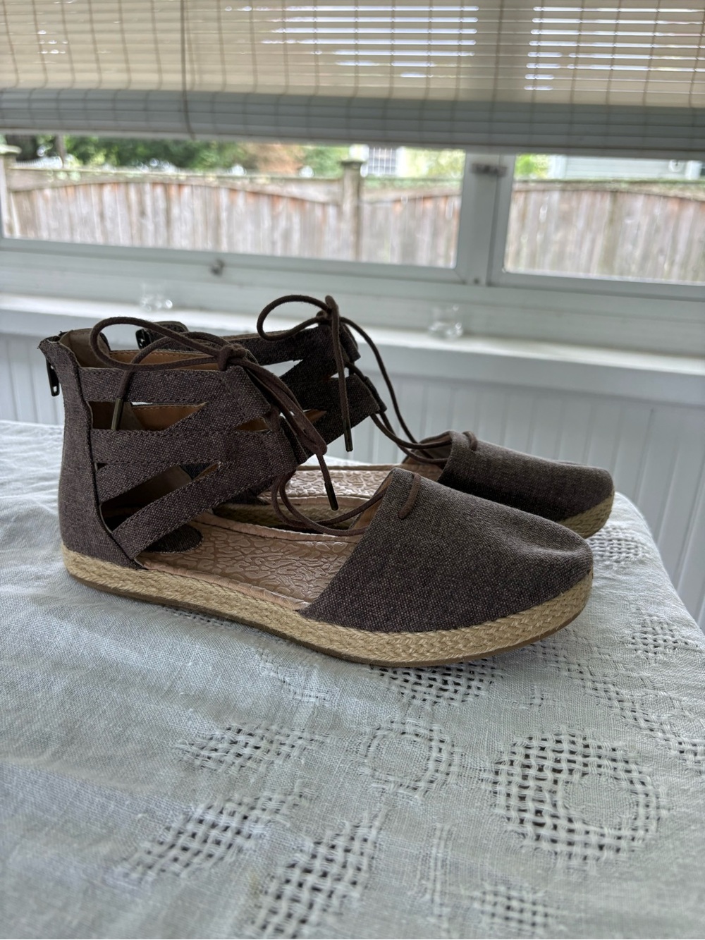 b.o.c. Brown Lace-Up Espadrille Sandals